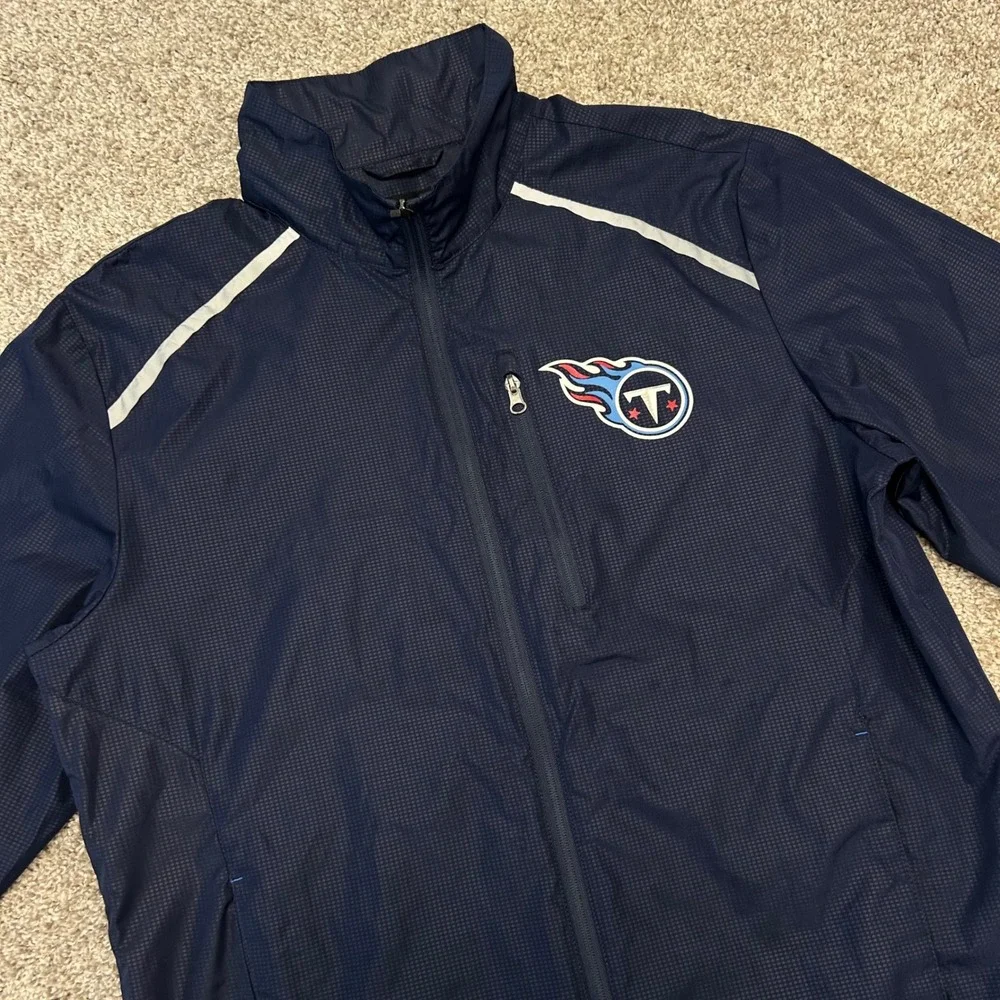 Tennessee Titans NFL Windbreaker Jacket Mens Medium Full Zip Navy Lightweight